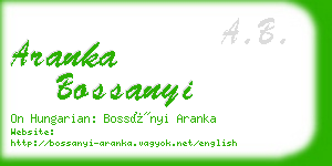 aranka bossanyi business card